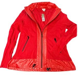 Zenergy by Chico's Becca Jacket Fabric Mix Full Zip Red Size 0‎ Small